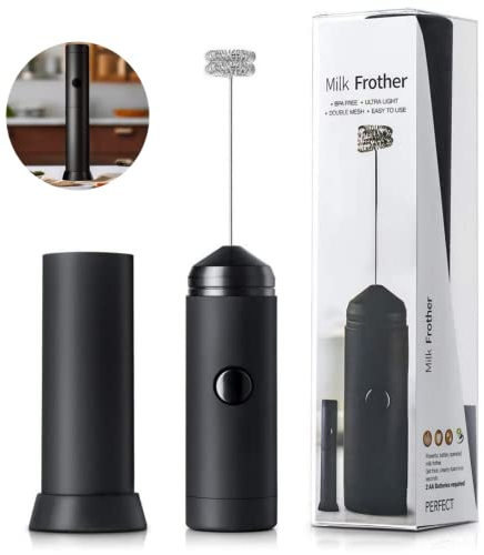 Milchaufschäumer | Milchaufschäumer Stab | Edelstahl | Milk Frother | Geeignet für Milch, Kaffee, Eier, Saucen, Milchshakes | 2 AA-Batterien (nicht enthalten) | Milchquirl