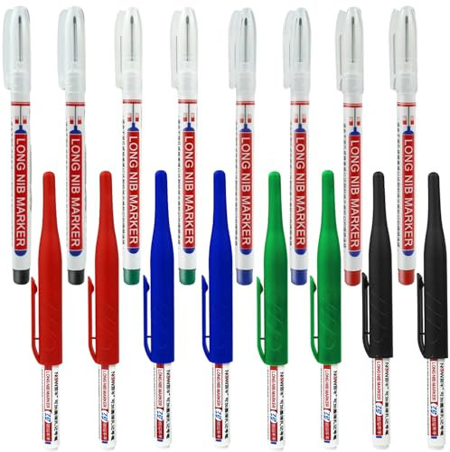 Osuter Pennarello a Foro Profondo, 16 pezzi Matita da Falegname, Punta Extra Lunga, Marcatore Meccanico per Legno Metallo Piastrelle di Cemento - 20mm,32mm