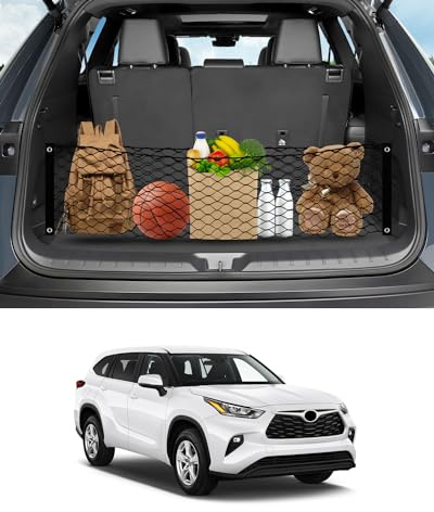 Karltys Envelope Style Cargo Net for Toyota Highlander 2020-2025 2026, Heavy Duty Rear Trunk Cargo Net for Highlander Accessories, Elastic Nylon Mesh Storage Netting Organizer