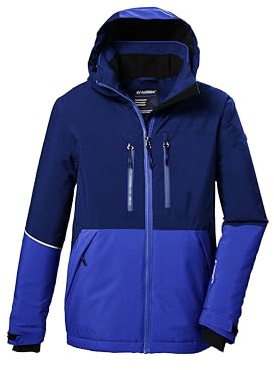 killtec Skidjacka för pojkar, funktionell jacka med huva och snöfall, KSW 388 BYS SKI JCKT, neonblå, 128, 42114-000