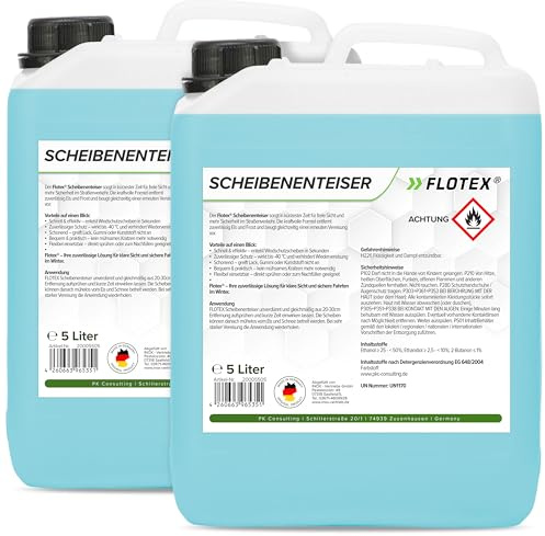Flotex Scheibenenteiser Auto (2x5L) hochwirksam & ohne Kratzen | Scheibenfrost Enteiser Auto verhindert zuverlässig Wiedervereisung | Scheiben EIS Entferner sehr effektiv bis -40°C | Made in Germany