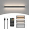 Kligten 6W LED Applique Murale Dimmable, 80cm Rechargeable Noir Lampe Murale Sans fil avec Télécommande, Longue Éclairage Murale pour Salon Escalier Chambre à Coucher