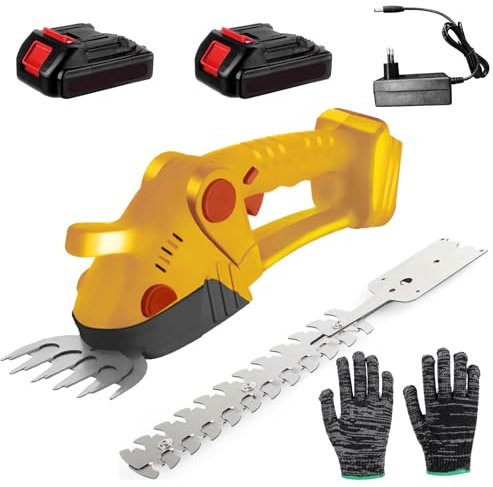 Coupe Bordure sans Fil avec Batterie, Cisaille Électrique Sculpte-Haies avec 2 Lames et 2 Batterie,Cisaille Sculpte-Haie et Taille-Herbes,Cisaille Sculpte-Haie à Gazon LéGer pour Entretien de Gazon