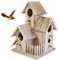 Bird Feeders, Bird Houses for Outside, 3-in-1 Wooden Bird House with Back Door, Flexible Install Weather-Resistant Birdhouse for Garden, Porch or Tree Top