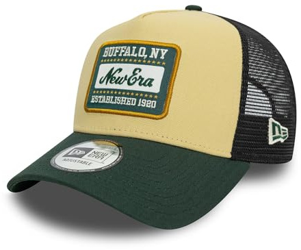 New Era Parche Gorra de Camionero Ajustable Verano Beige Verde Gorra A-Frame Buffalo 1920