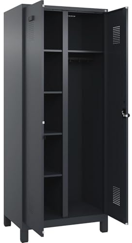 kaiserkraft FRANKEL Vestiaire pour Produits de Nettoyage Evolo Plus | 1 Compartiment | cloison médiane Centrale | Gris | l 800 mm | avec Pieds Larges | loqueteau