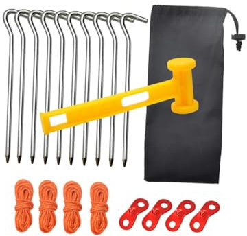 JOINPAYA Zeltspanner-Set Mit Reflektierendem Seil Und Aluminium-heringen Inkl Seilwindschnallen Kunststoffhammer Und Aufbewahrungstasche Für Camping Und Outdoor-aktivitäten