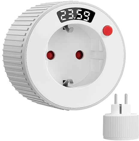 Nzkeuf Temporizador Enchufe Mecánico con Digital Pantalla, 1 Minuto a 24 Horas Enchufe Temporizador, 16A 3680W Enchufe con Temporizadors, Apagado Automático, para Electrodomésticos