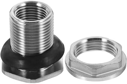 ANDRESLAD Accesorio de Mamparo Roscado de 1/2 Pulgada en Acero Inoxidable 304, Conector para Tanque de Agua Doméstico, Adaptador para Acuarios, Piscinas y Barriles de Lluvia, Resistente