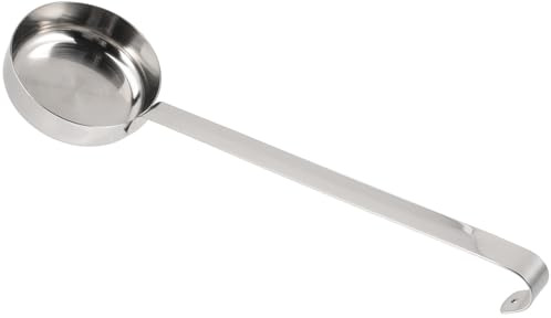 SUPVOX Cuchara plana de acero inoxidable para salsa de pizza con mango largo de 2 onzas, cuchara medidora para cocina y servir pizza