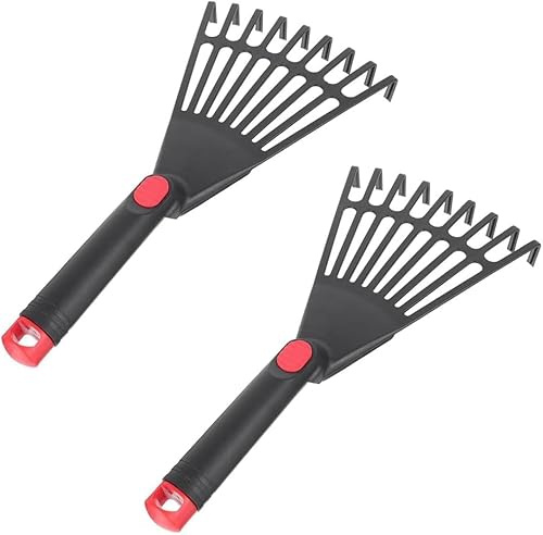 2 Piezas Rastrillo de Mano para Jardín, Rastrillos para Hojas de Jardín Portátiles, Rastrillo Pequeño para Hojas para Patios, Jardines, Balcones, Paisajismo