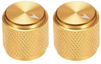 sourcing map 2 Stück Lautstärkeregler Potentiometer Knopf Amplifier E-Gitarre Aluminium Golden Schwarz