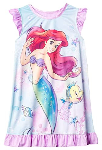 Disney Girls' Nightgown, Fantasy Gown, Comfortable Nightwear, Soft & Cute Pajamas for Kids, UNDER THE WATER 2, 4T