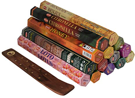 Hem - Räucherstäbchen 7er-Set aus Indien - Gemischte Düfte + Räucherstäbchenhalter