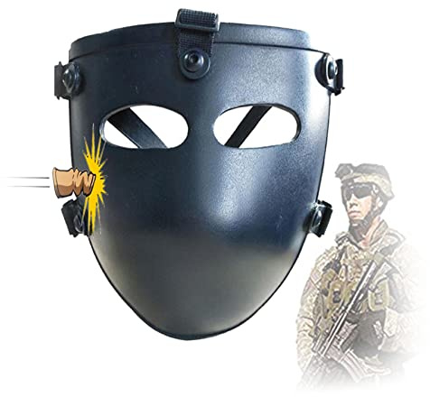Ballistisches Visier, NIJ IIIA Gesichtsschild, Ultra -Licht, militärische Taktische schützende Gesichtsmasken (Color : Black, Size : Half face)