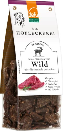 defu Hundesnack | 1 x 125 g | Hofleckerei Feine Plättchen vom Wild | Premium Leckerlis für Ihren Hund