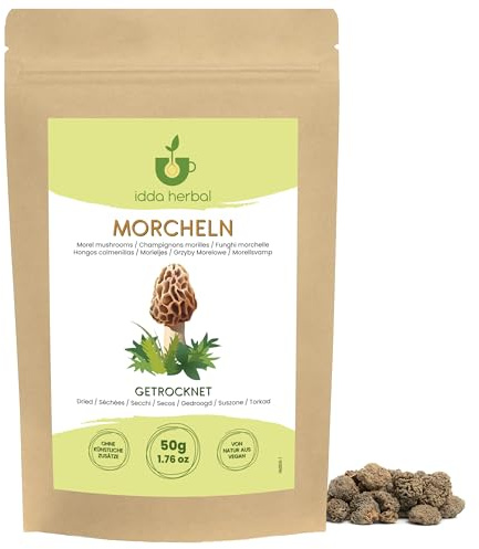 IDDA Herbal Funghi Spugnole Secche 50g, Spugnole Essiccate Appuntite, Funghi Morchella per Cucinare