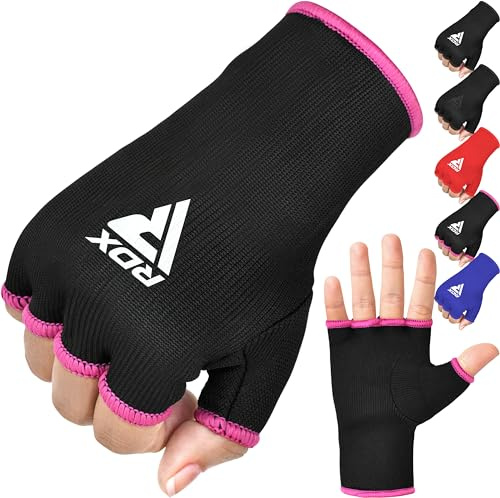 RDX Bandes Boxe sous Gants, Élastiqué Protege Main Sparring Arts Martiaux Protecteur de Poing, Boxing Inner Gloves Hand Wraps, Gants de Frappe Boxeur Adulte Femme Homme
