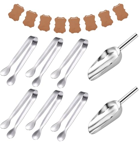 Candy Bar Zubehör, Candy Bar Deko Set, Enthält 6 Zuckerzange 2 Schaufeln und 1 Candy Bar Deko Girlande, Eiswürfelzange für Hochzeit Party