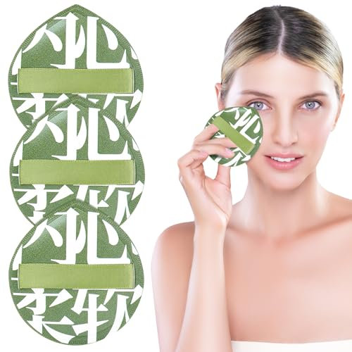 Esponja de Maquillaje Grande, 3 Piezas de Esponjas de Polvo Súper Suaves que Aplican Rápidamente el Maquillaje en 3 Segundos, Licuadora de Belleza para Base Líquida, Polvo Suelto (Verde)
