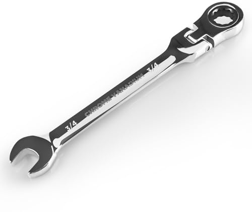 Egofine 3/4 Inch Ratchet Wrench Flex Head, Ratcheting Combination Wrench SAE, Industrial Grade Gear Spanner with 12 Point Box End, 72-Teeth Ratchet, Chrome Vanadium Steel