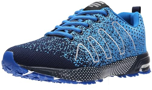 ASHION Gymnastikskor för män, sneakers, löparskor, sportskor, ventilerande sneakers, lätta löparskor för gator, B blå, 39 EU