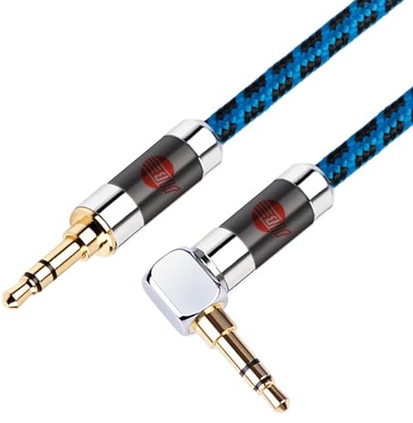 BOAACOUSTIC JIB Câble Mini Jack 3,5mm AUX Stéréo Audio 0,5m - Prise Jack 1x Courbée à 90° pour PC, Smartphone, Tablette, Voiture, Lecteur Hi-Fi