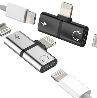 Adattatore Lightning Jack Doppio(Set di 2) per IPhone 14 13 Pro Max auricolari E Caricabatterie Cavo Ausiliario Audio A Certificato Per Apple MFI Connettore Per IPad Splitter Accessori Auto Tablet