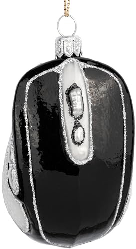 SIKORA Computer Maus besondere Weihnachtskugel Glas Christbaumschmuck Deko Figur Weihnachten Anhänger Ornament - Premium Line - BS810