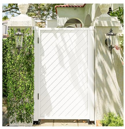 Cancello da giardino in legno bianco artigianale con design ornamentale 90 x 80 cm quadrato ingresso parco