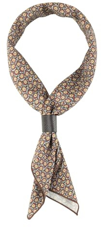 WANYING Fyrkantig halsduk för män med läderslinga multifunktionell halsduk huvudduk Nickithandduk bandanas kostymduk bandanas vintage retro 58 x 58 cm, Blommor brun, 58 x 58 cm