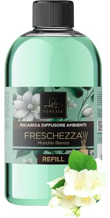 Lady Venezia – Ricarica Profumatore Ambiente al Muschio Bianco 500 ml – Ricarica diffusore ambiente – Profumo ambienti Lunga Durata – Profumo per Casa, Ufficio, Bagno, Ristorante, Spa - Made in Italy