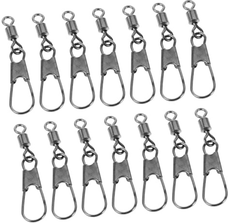 MAGICLULU 50pcs Fishing Ring Clip Leader Line Fishing Snaps Safety Snap Lure Connectors Barrel Swivels Stainless Steel Leader Connector Silver