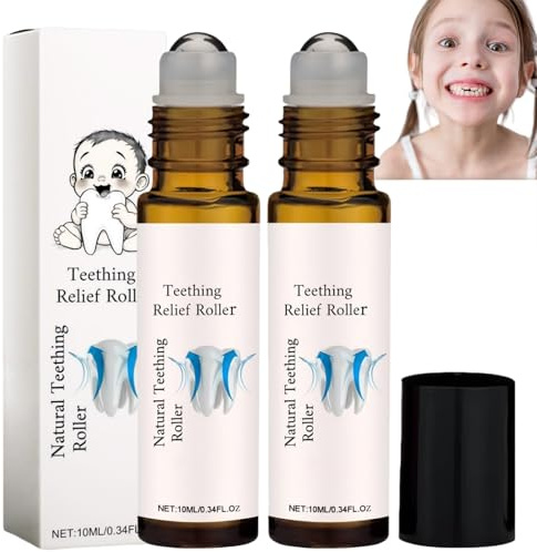 2pcs Teething Roller Natural Relief Ba/by,Natural Gentle Relief Roll on,Teething Essential Oil Roller,Reduce Teething Discomfort,Fresh Breath,Fast and Effective,Relieve Oral Discomfort,Oral Care