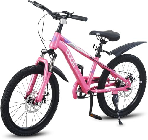 LSBIKE 18 20 22Inch Mountain Kid Bike Children Bicycle for 5-13 Years Boys & Girls, Kid bikes Bicycle with Front and Rear Disc Brakes, Mudguards and Front Shock Absorber, Reflector (PINK, 18INCH)