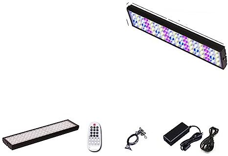 VCHICS Luces LED de arrecife, Luz LED for acuario WRGB de 60cm-150cm con temporizador, luz potente for pecera, iluminación decorativa for acuarios, luces plantadas frescas(For 100-140cm Tank)