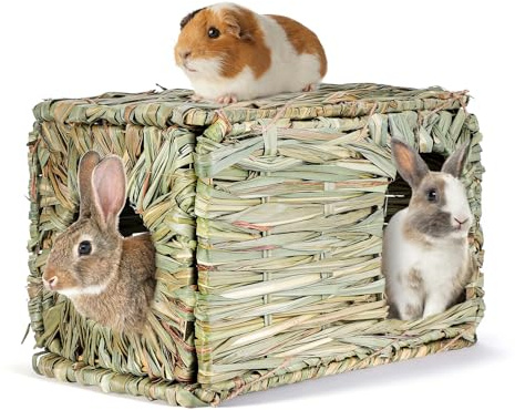 ibasenice Nid Décoratif en Paille Naturelle Tressée la Main pour Lapin et Hamster, Maison Confortable pour Repos Espace de Jeu, Design Unique et Écologique
