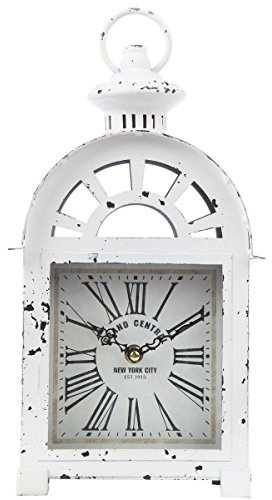 Lily's Home Vintage Inspired Lantern Grand Central New York City Train Station-Style Mantle Clock, Silent-Non-Ticking with Quartz Movement, Fits with Victorian or Antique Décor Theme (13 3/4 Tall)