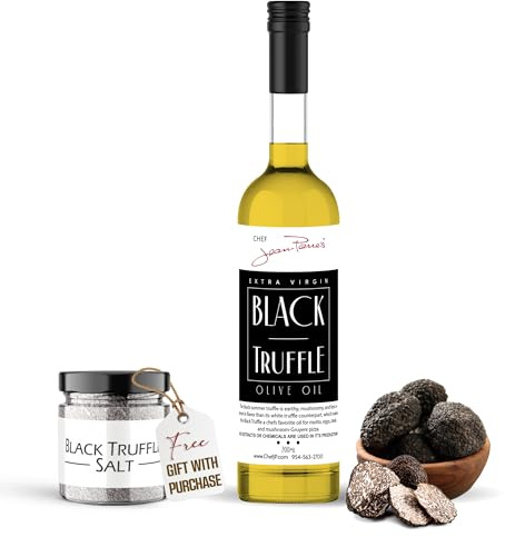Chef Jean Pierre 100% Natural Black Truffle Oil Super Concentrated 7 fl ounces (200ml) with a Gift of Black Truffle Salt