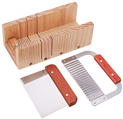 PH PandaHall Taglierina per Sapone Fatto in Casa Legno Scatola Taglia Sapone con 2 Stili Raschietto Ondulato Dritto in Acciaio Inox per Saponi Fatti a Mano e Candele Rifinitura Fai Da Te