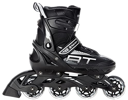 RAVEN Profession Inlineskates Inliner für Kinder und Erwachsene OPTIONAL 2in1 mit Schlittschuhenverstellbar (Black ohne Kufen, 35-39 (23cm-25,5cm))