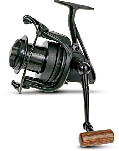 Radical Profigerät Insist LS-M 10000 Karpfenrolle mit edlem Holzgriff Angelrolle zum Karpfenangeln auf Weite Distanzen höchst robuste Bauweise, Schwarz