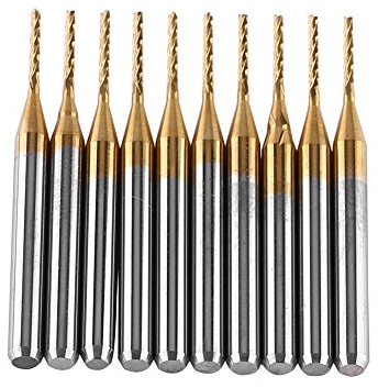 Punte per frese, 10Pcs fresa cnc 1mm 1/8 '' Fresa in metallo duro con codolo Punte per incisione Fresa rivestita in titanio Fresa a candela Utensile rotante per stampo PCB