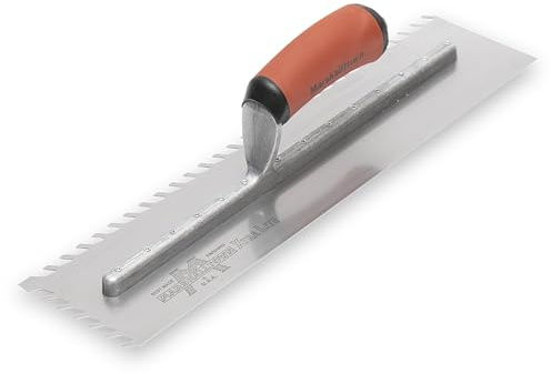 MARSHALLTOWN LayFlat Notch Trowel, 16x4 1/2 Inch, 3/8 Inch Notches, Made in the USA, Flooring and Tiling Trowel, LF3816SD