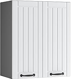 Vicco Hängeschrank Fame-Line, hängender Küchenschrank, Weiß Landhaus/Anthrazit, 60 cm