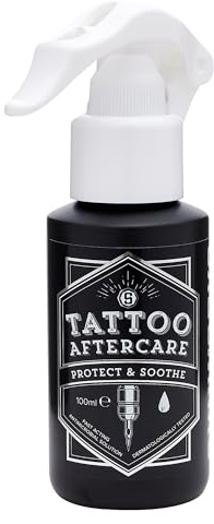 SKNWORKS Tattoo Aftercare Care Spray 100 ml – högren hypoklorsyraspray – kylande, lugnande och ren – tatuering hudvård fräsch tatuering – regenererar och upprätthåller färgglans