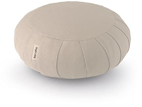 basaho CLASSIC Zafu Meditationskissen Yogakissen | Bio-Baumwolle | Buchweizenschalen | Abnehmbarer und waschbarer Bezug (Natur)
