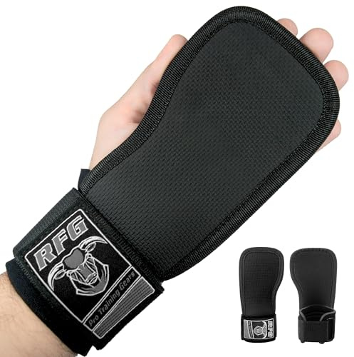 Repton Fitness Gears RFG Weight Lifting Grip Pads Gloves with Wrist Support – Non Slip Palm Protection for Gym Workout, Deadlifts, Cross Training & Pull Ups – 5mm Neoprene Padding & Adjustable Strap