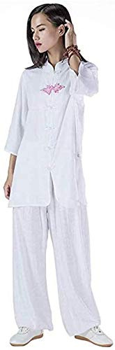 Tai Chi Uniform, Martial Arts Kung Fu Uniform Women Tai Chi Suit, Chinese Traditional Martial Arts Uniform Clothes Kung Fu Wing Chun Wushu Clothing For Morning Exercises ( Color : White , Size : C(xl)