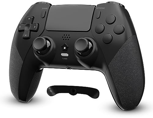 CHEREEKI Compatible with PS4 Controller Wireless Controller for P-4/Pro/Slim Bluetooth Remote Gamepad Joystick Vibration Turbo Six-Axis Sensor Audio Jack Touch Panel Wake UP Game Controller Black